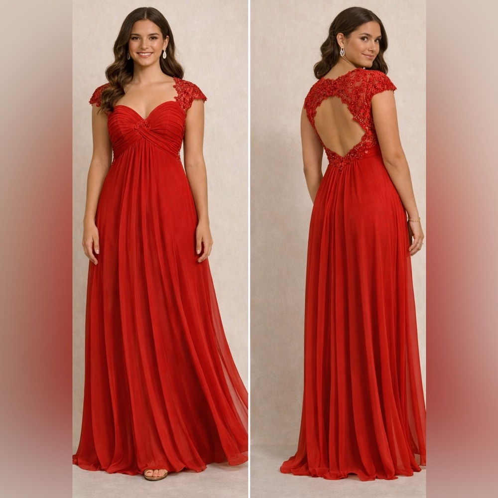 La Femme Scarlet Backless Gown